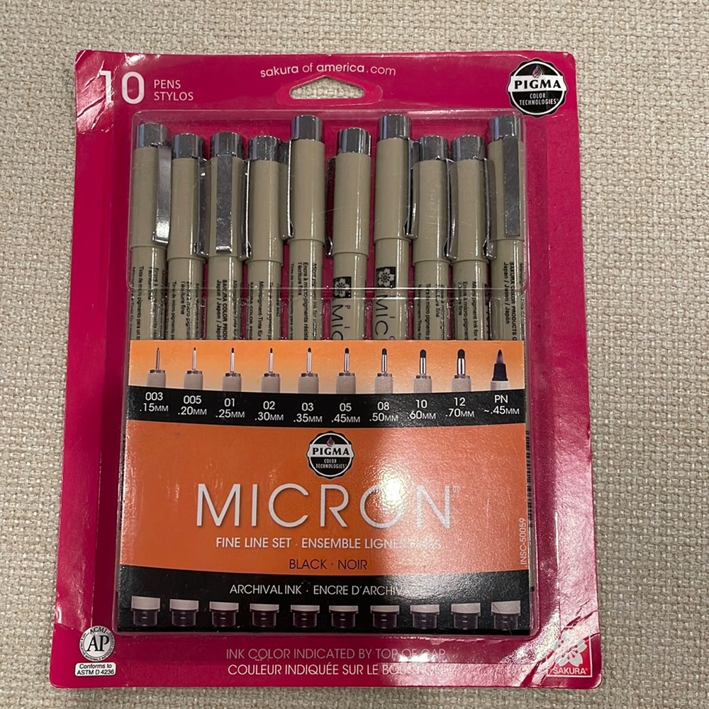 Micron Pens Black 10 Pack BNWT